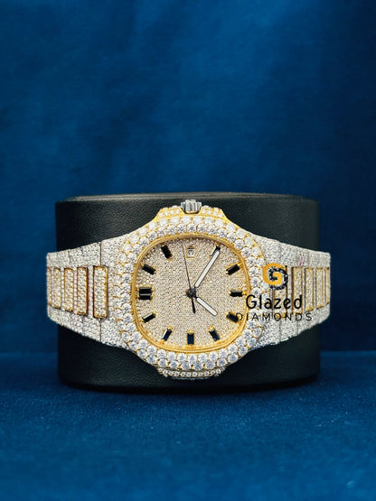 Moissanite Yellow Gold Plated Custom Watch