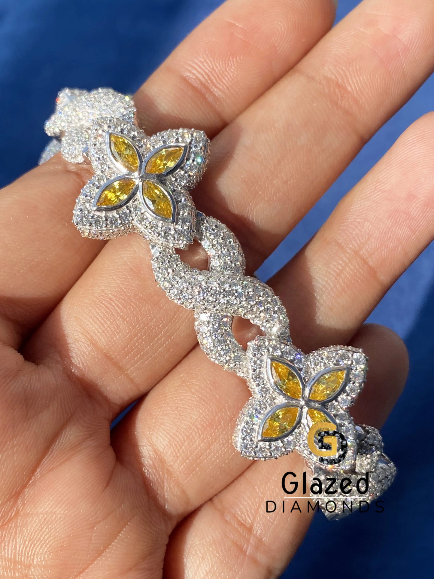 Moissanite Yellow Marquise Clover bracelet