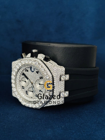 Multi Chronograph Rubber Straps Moissanite Watch