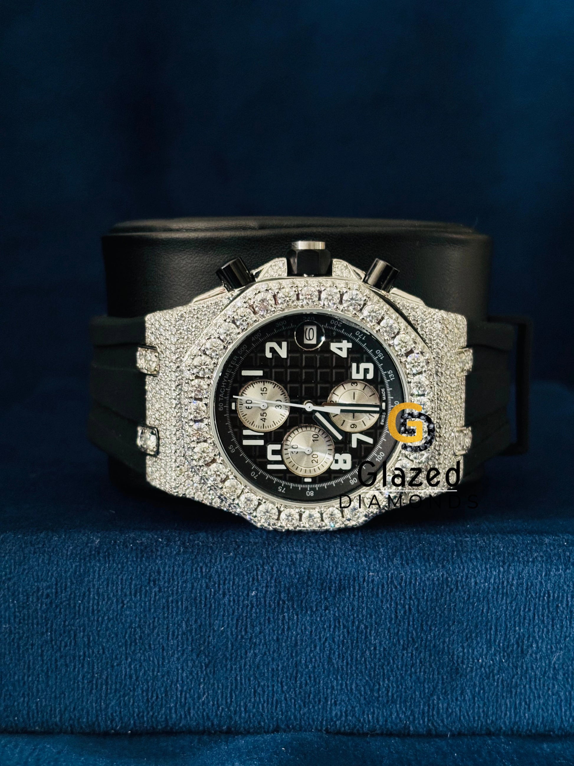 Multi Chronograph with Big Bezel Moissanite Diamond Watch