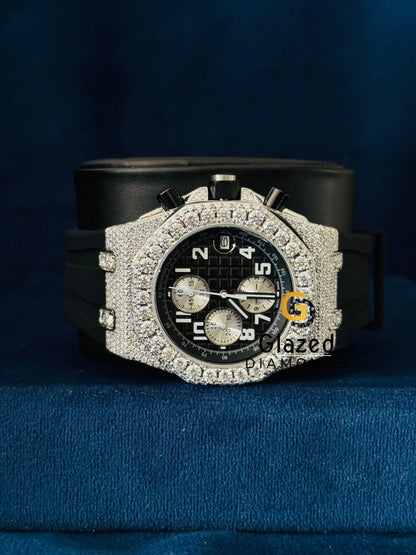 Multi Chronograph with Big Bezel Moissanite Diamond Watch