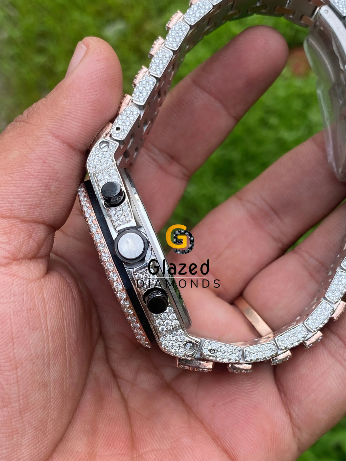 Watch Multi Two Tone Multi Chronograph Dial Moissanite Mens Watch – Glazed Diamonds