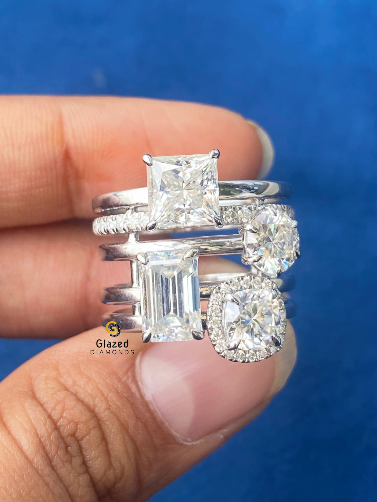 Multi Shape Moissanite Diamond Wedding Ring