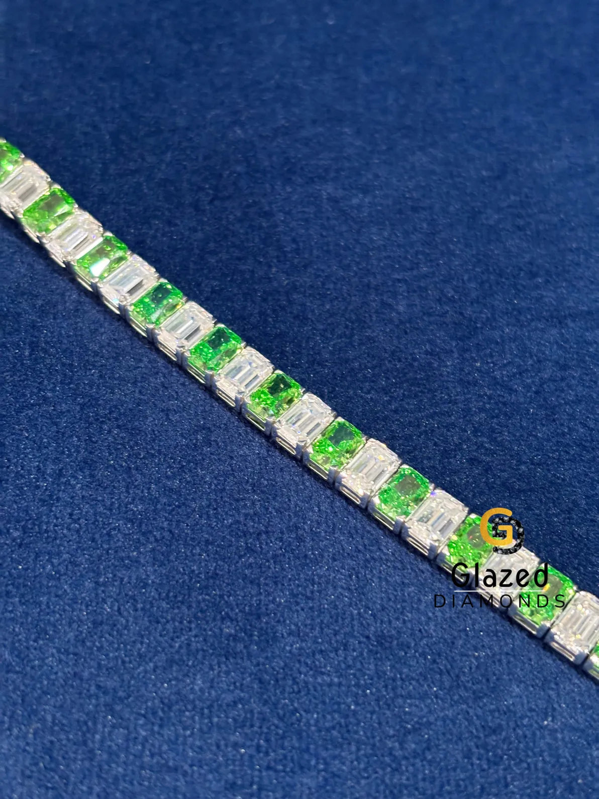 New Radiant_Emerald Moissanite Tennis Link Chain Bracelet