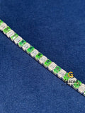 New Radiant_Emerald Moissanite Tennis Link Chain Bracelet