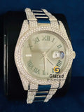 New Roman Dial Bust Down D Colorless VVs Moissanite Watch