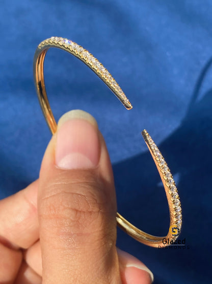 Round Open Claw Minimalist Moissanite Wrap Bangle Bracelet