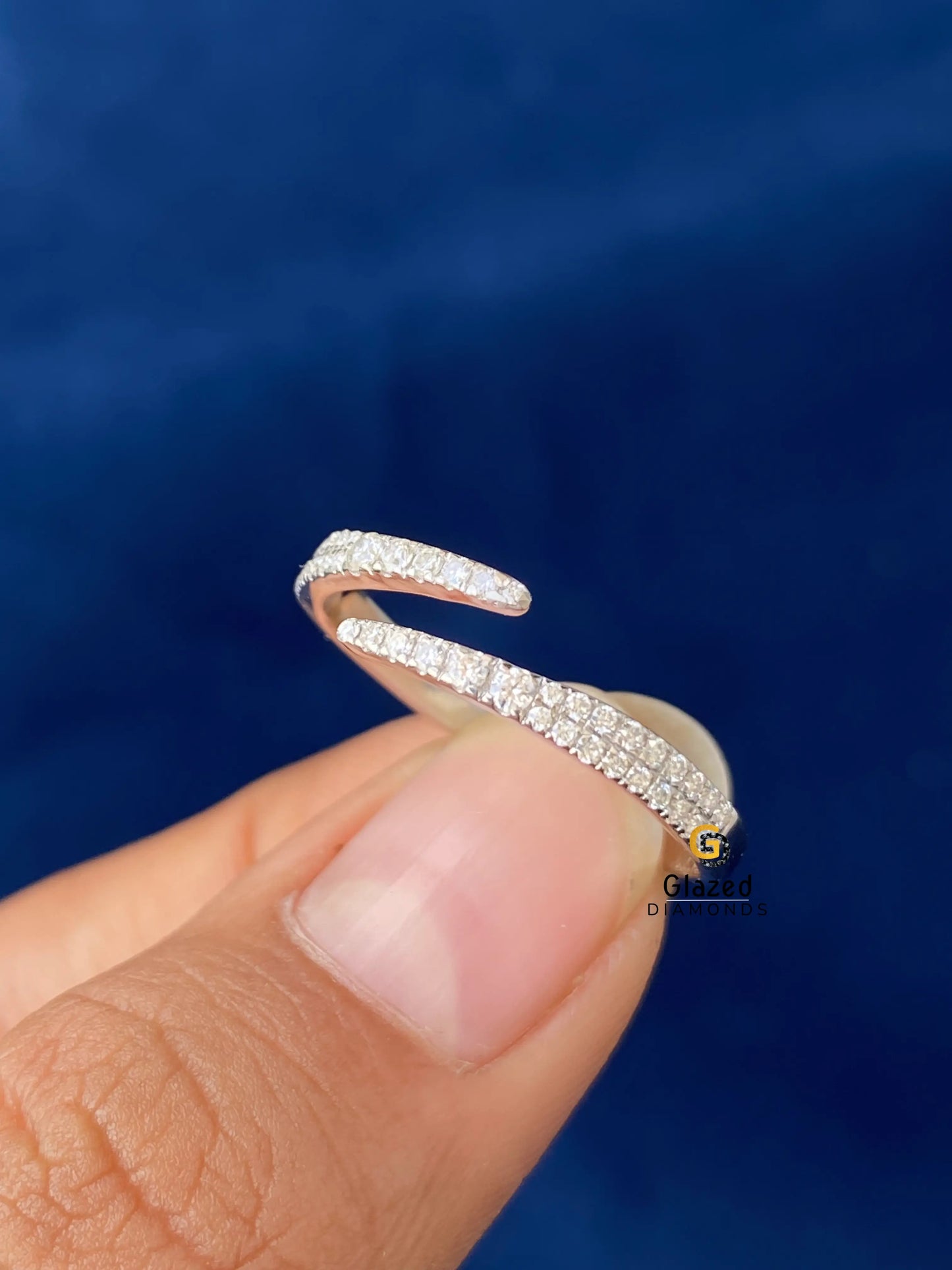 Open Cuff Round Moissanite Wedding Band 