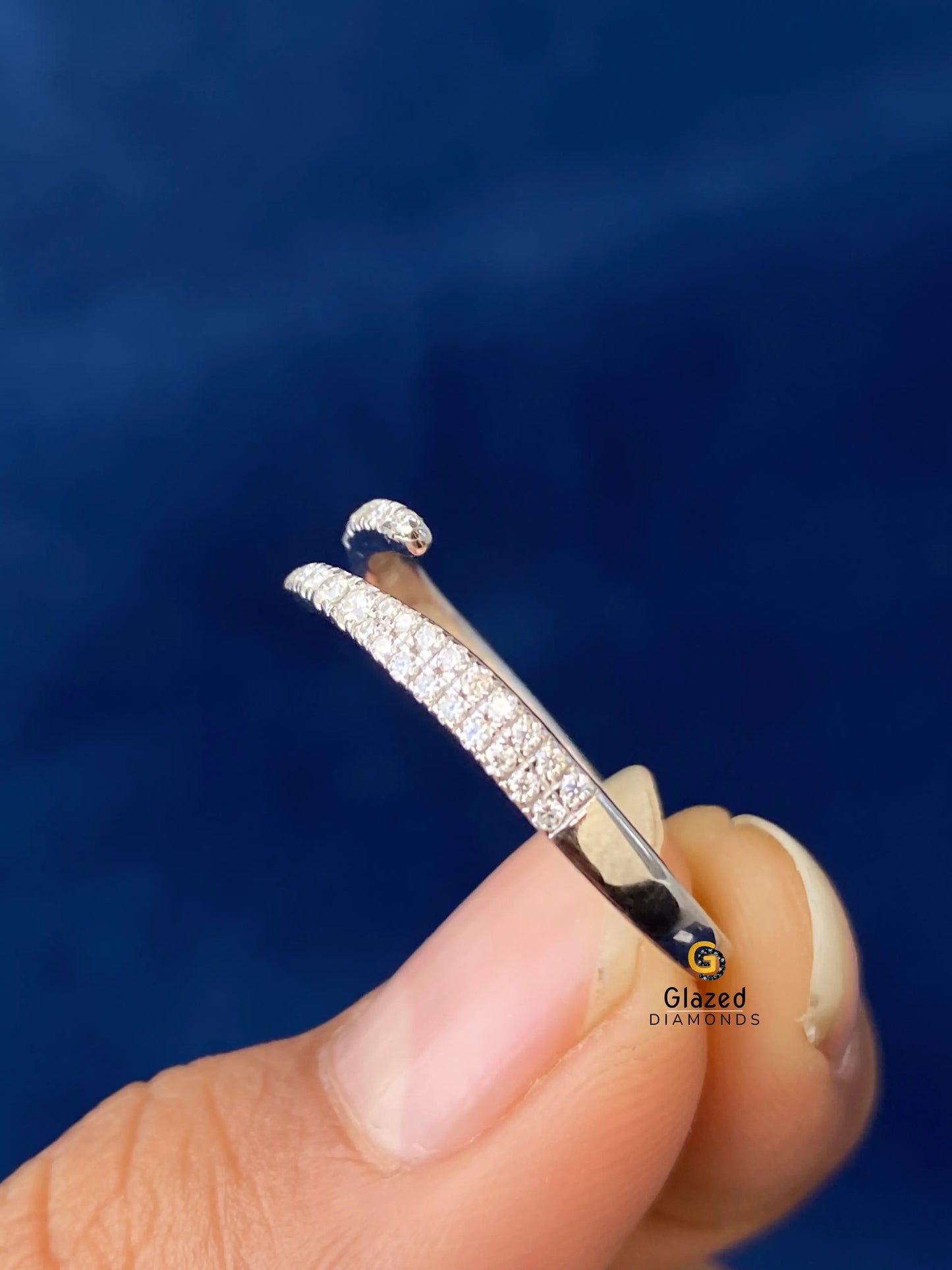 Open Cuff Round Moissanite Wedding Band For Women