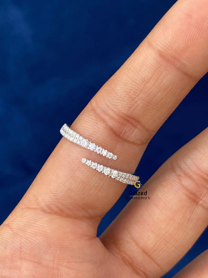 Open Cuff Round Moissanite Wedding Ring