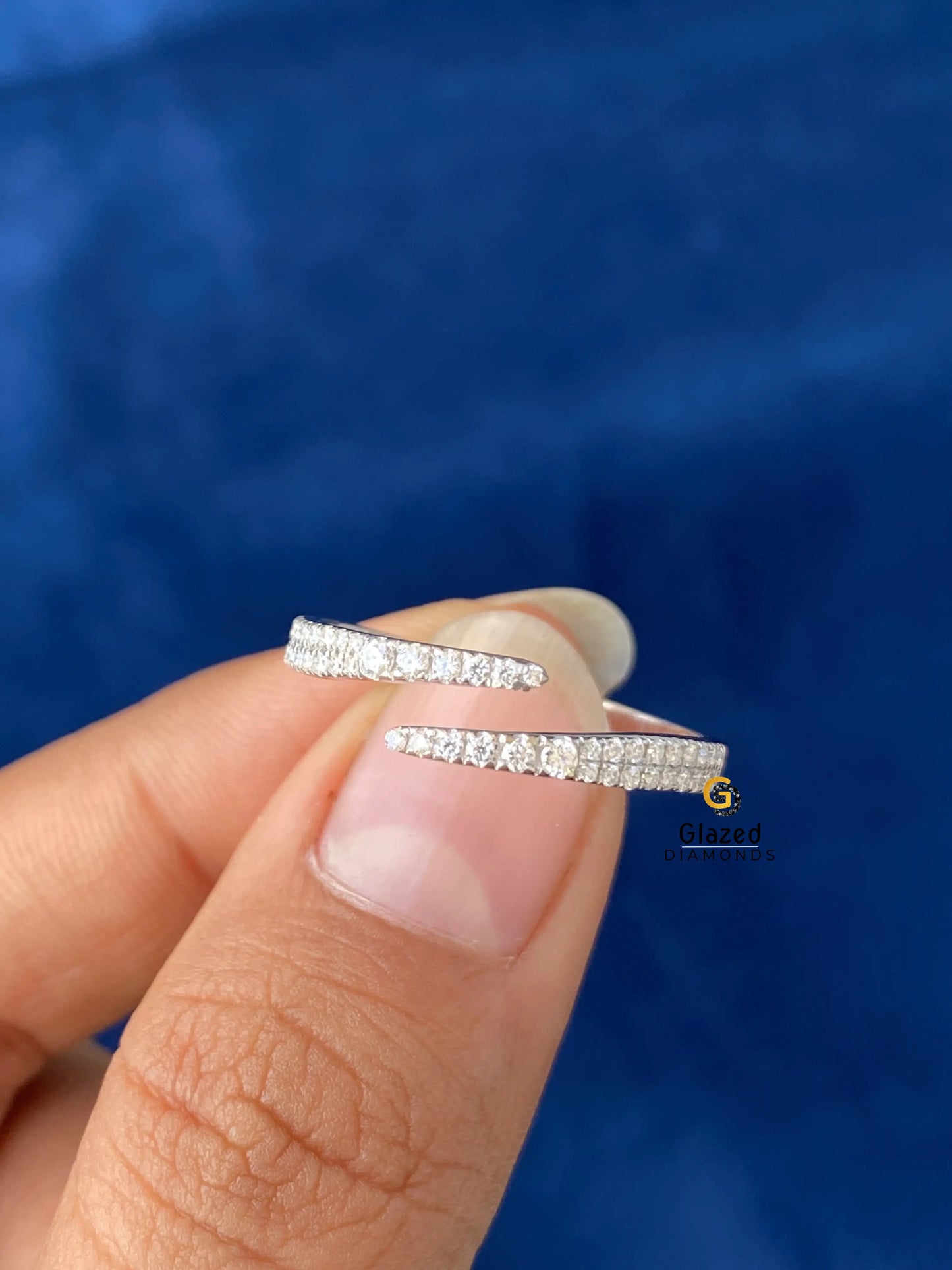 Open Cuff Round Moissanite Wedding Ring For Women