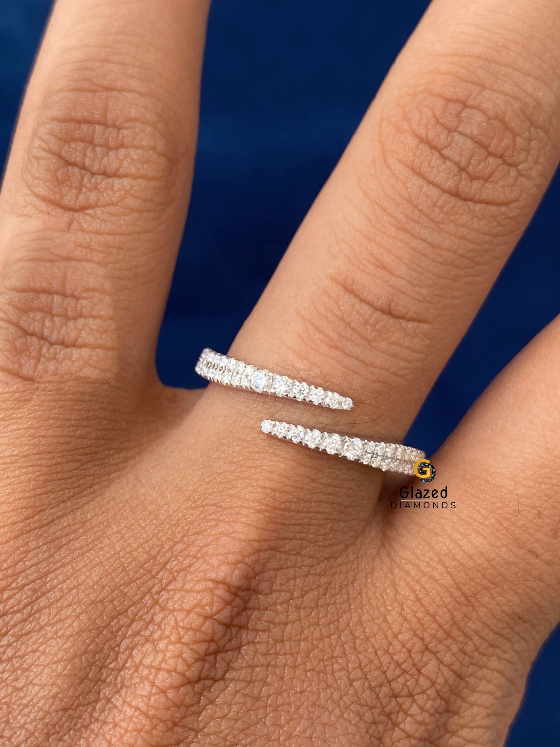 Open Diamond Wrap Ring Open Spiral Ring For Women