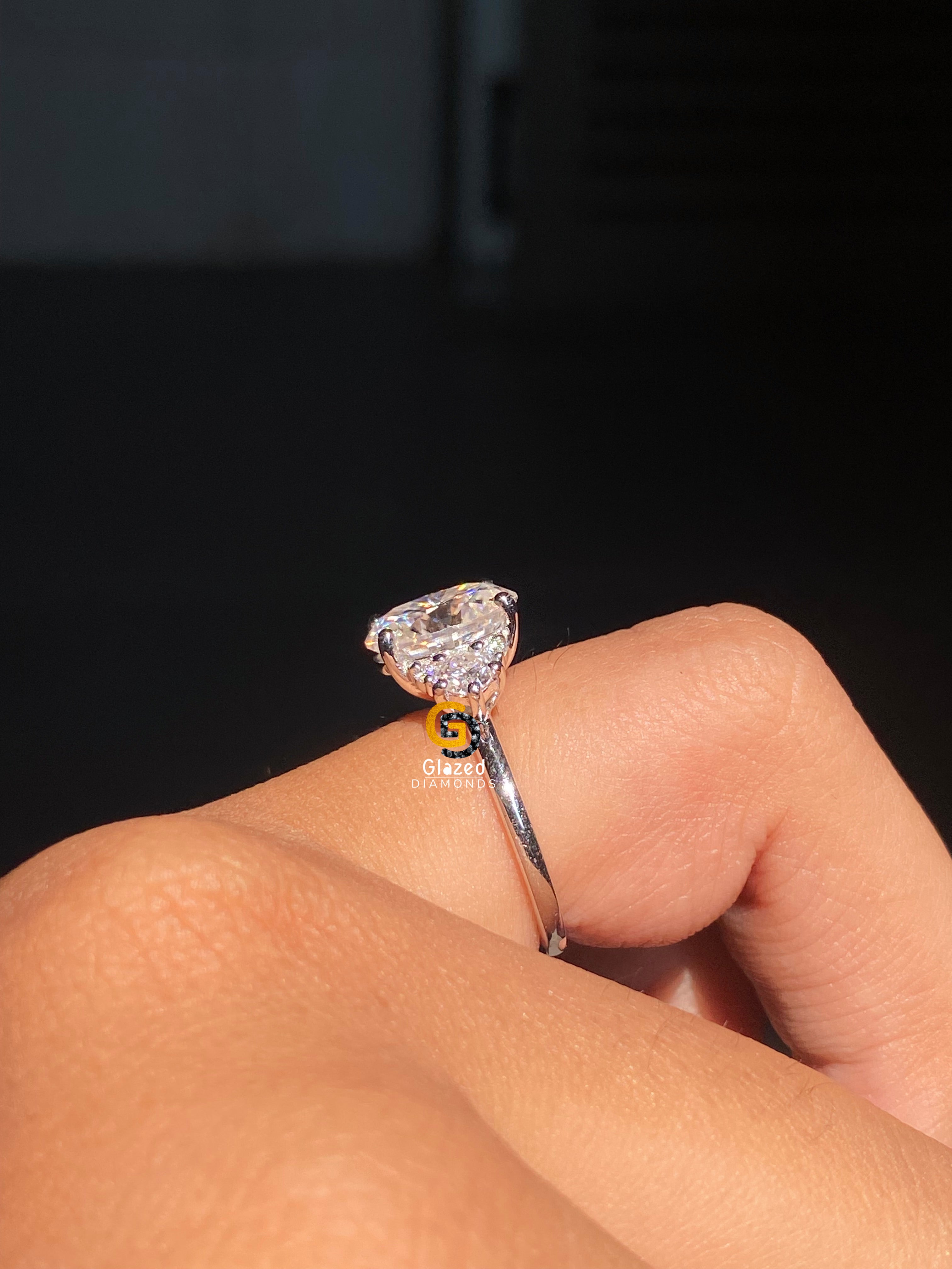 3 CT Oval Cut Cluster Moissanite Engagement Ring For Women
