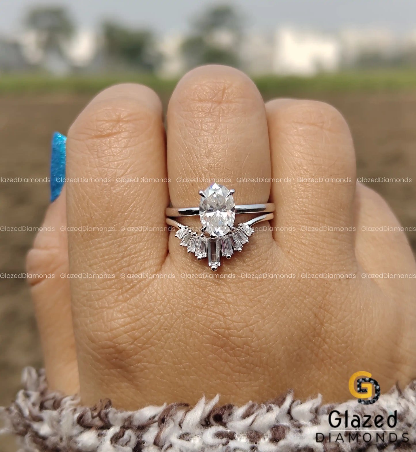 1.5CT Oval Cut Moissanite Solitaire Engagement Ring For Women