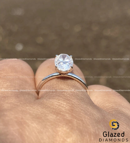1.5CT Oval Cut Moissanite Solitaire Engagement Ring For Women