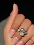 8 CT Huge Oval Cut Three Stone Moissanite Engagement Ring For Her