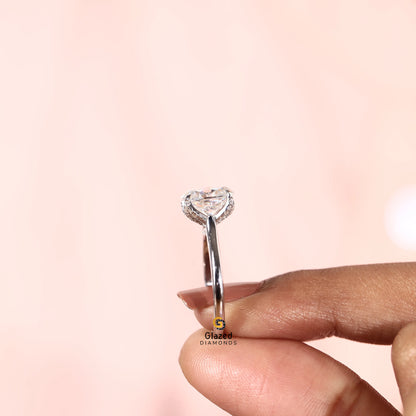 Oval Basket Petal Prong Ring For Women