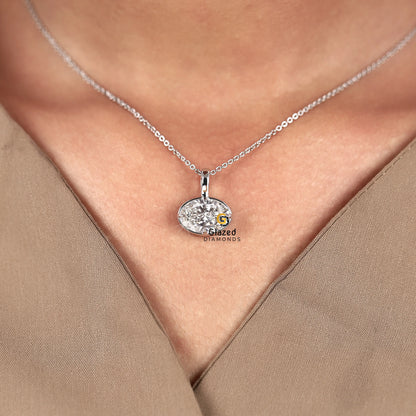 Oval Compass Prong Lab Diamond Pendant 