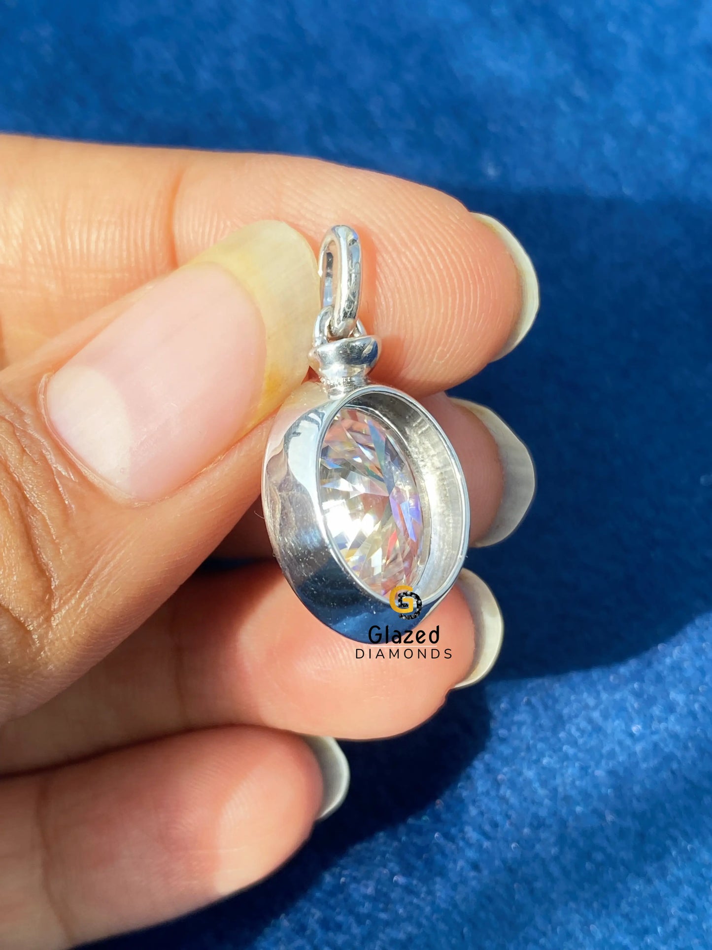 Oval Cut Bezel Set Solitaire Moissanite Pendant For Women