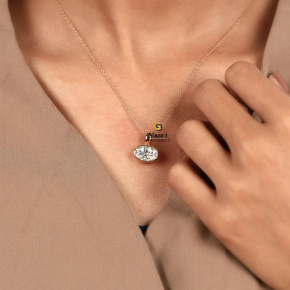 Oval Cut Bezel Set Solitaire Pendant For Her