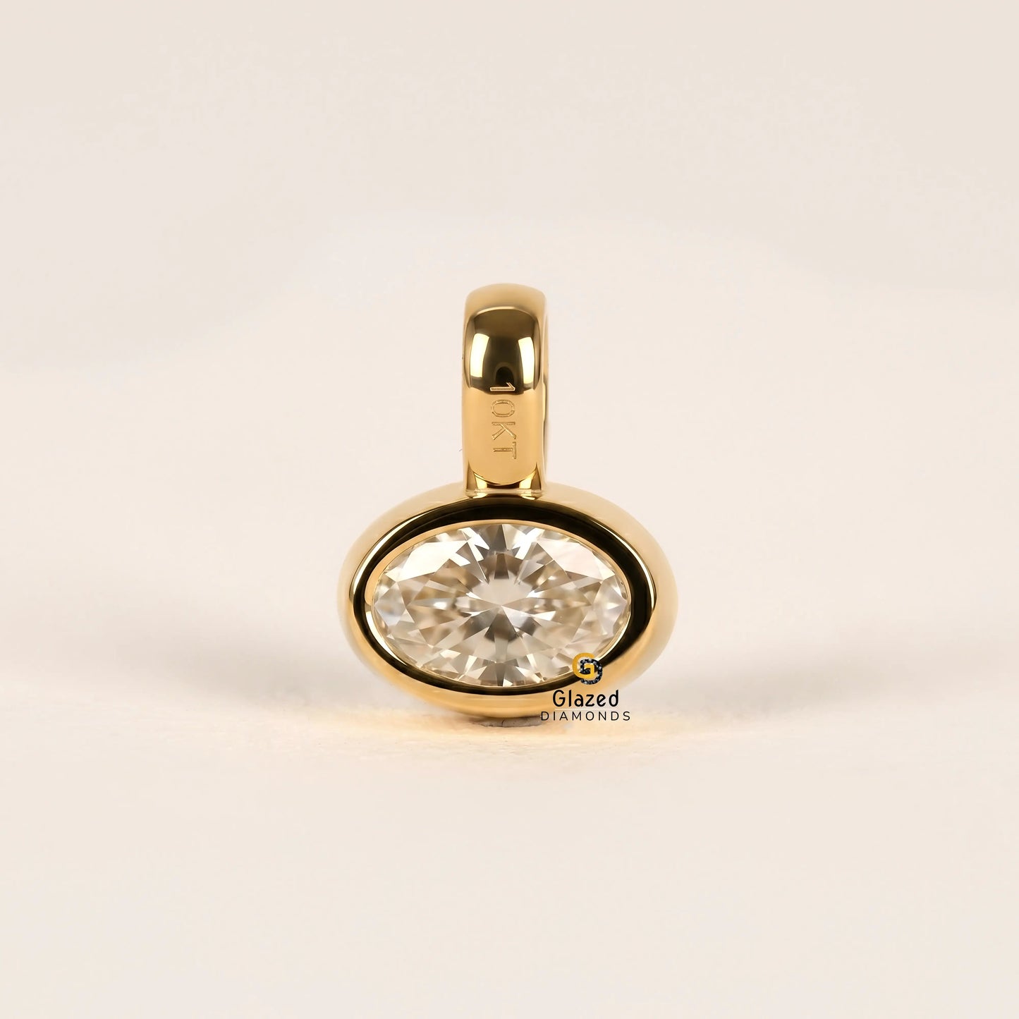 Oval Cut Bezel Set Solitaire Pendant For Women