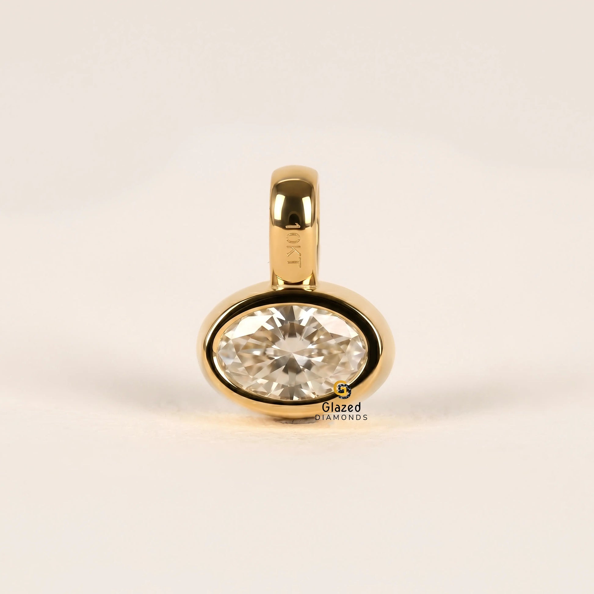 Oval Cut Bezel Set Solitaire Pendant For Women