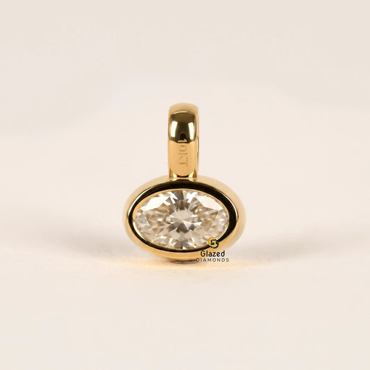 Oval Cut Bezel Set Solitaire Pendant For Women