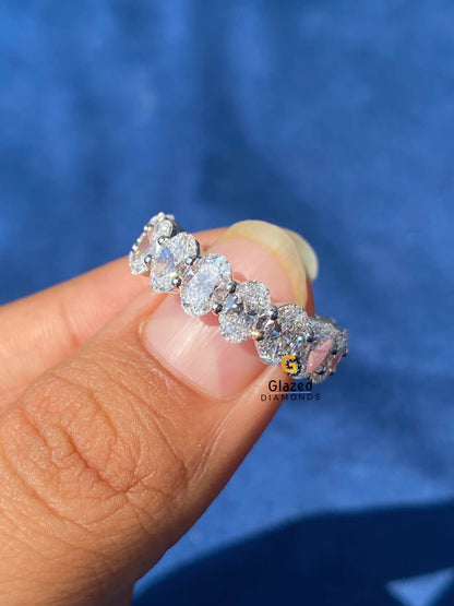 Oval Cut Full Eternity Moissanite Wedding Band For Women