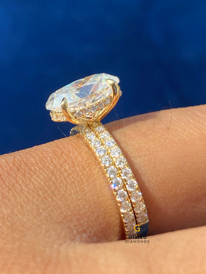 Oval Cut Hidden Halo Moissanite Ring With Full Eternity Wedding Band
