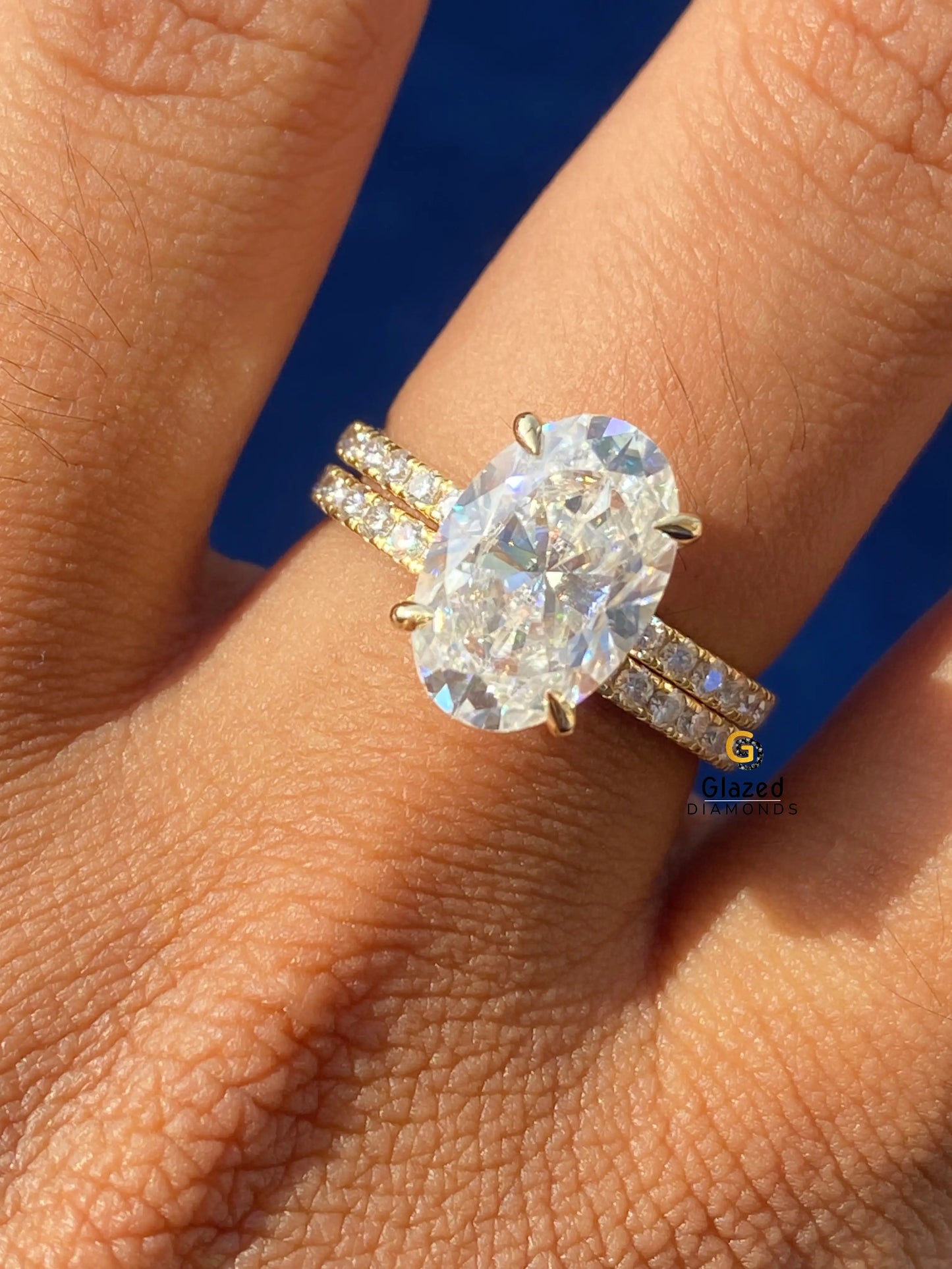 Oval Cut Hidden Halo Moissanite Ring With Full Eternity Wedding Band For Women