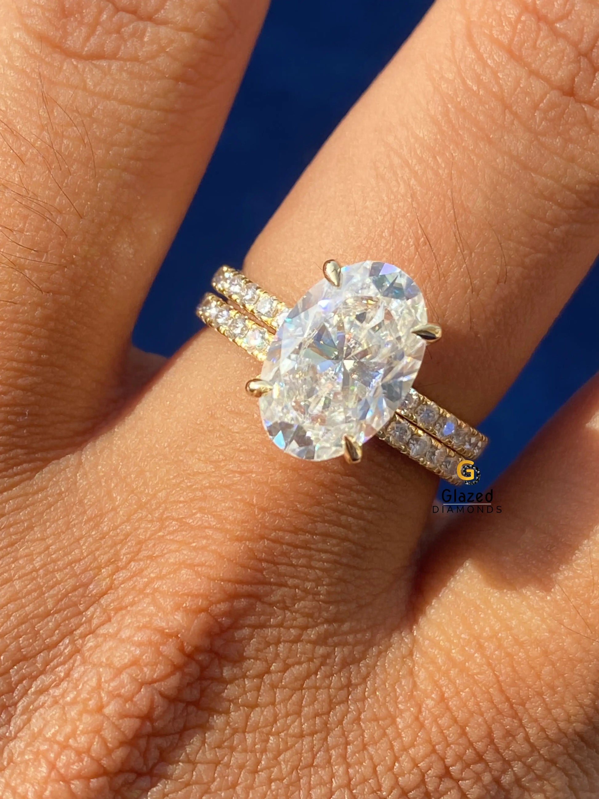 Oval Cut Hidden Halo Moissanite Ring With Full Eternity Wedding Band For Women