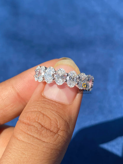Oval Cut Moissanite Wedding Band For Women