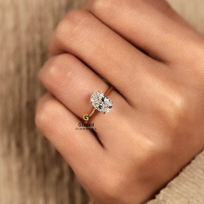 Oval Cut Tulip Set Lab Diamond Ring