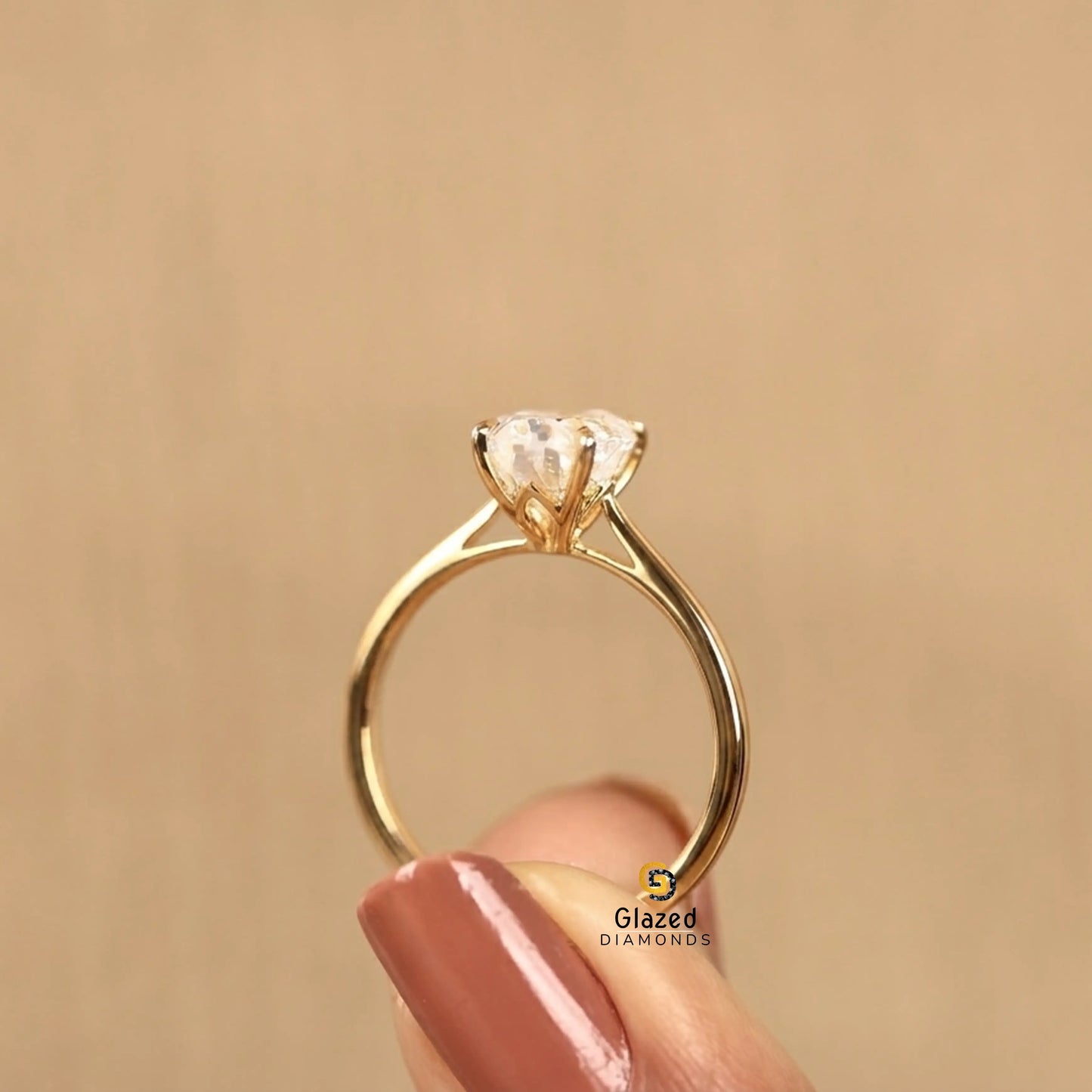 Oval Cut Tulip Set Lab Diamond Ring For Women