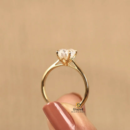 Oval Cut Tulip Set Lab Diamond Ring For Women