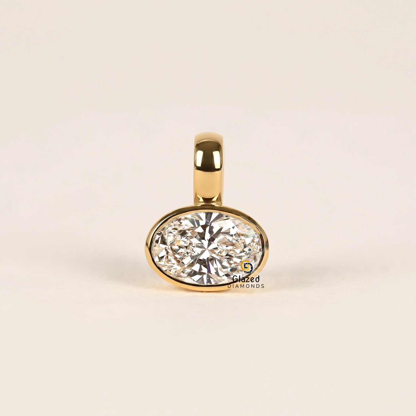 Oval Diamond Solitaire Pendant For Women