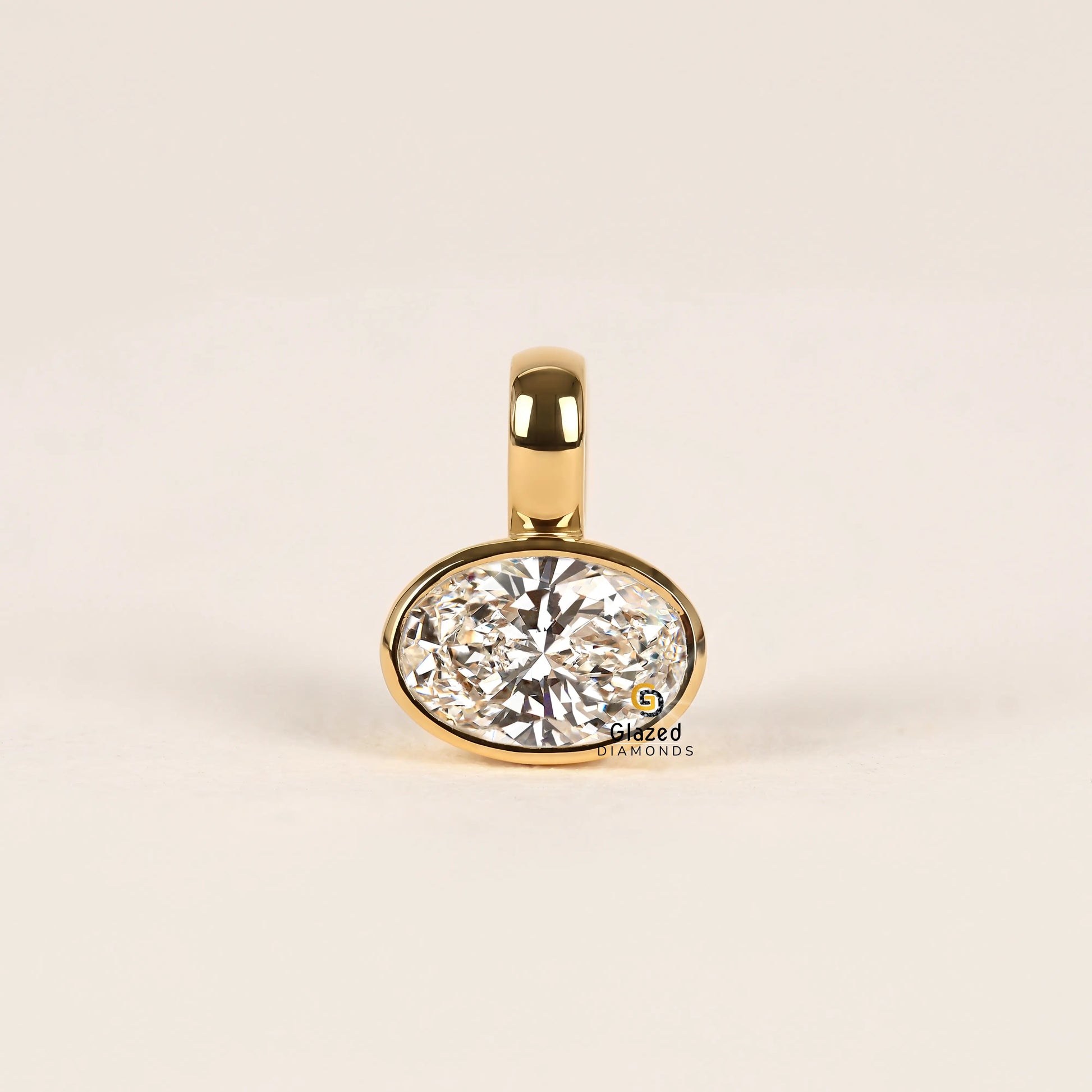 Oval Diamond Solitaire Pendant For Women