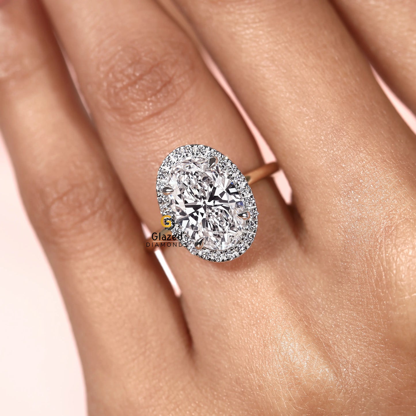 Oval Halo Lab Diamond Ring