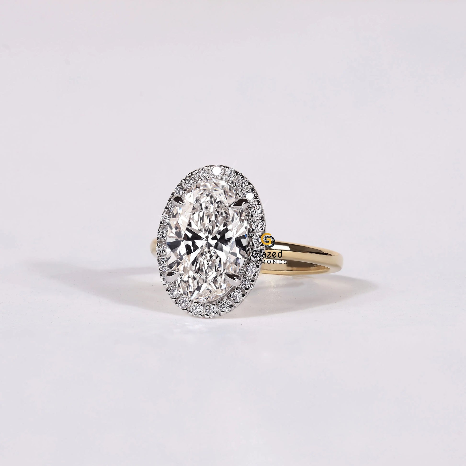 Oval Halo Lab Diamond Wedding Ring For Her