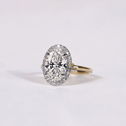 Oval Halo Lab Diamond Wedding Ring For Her