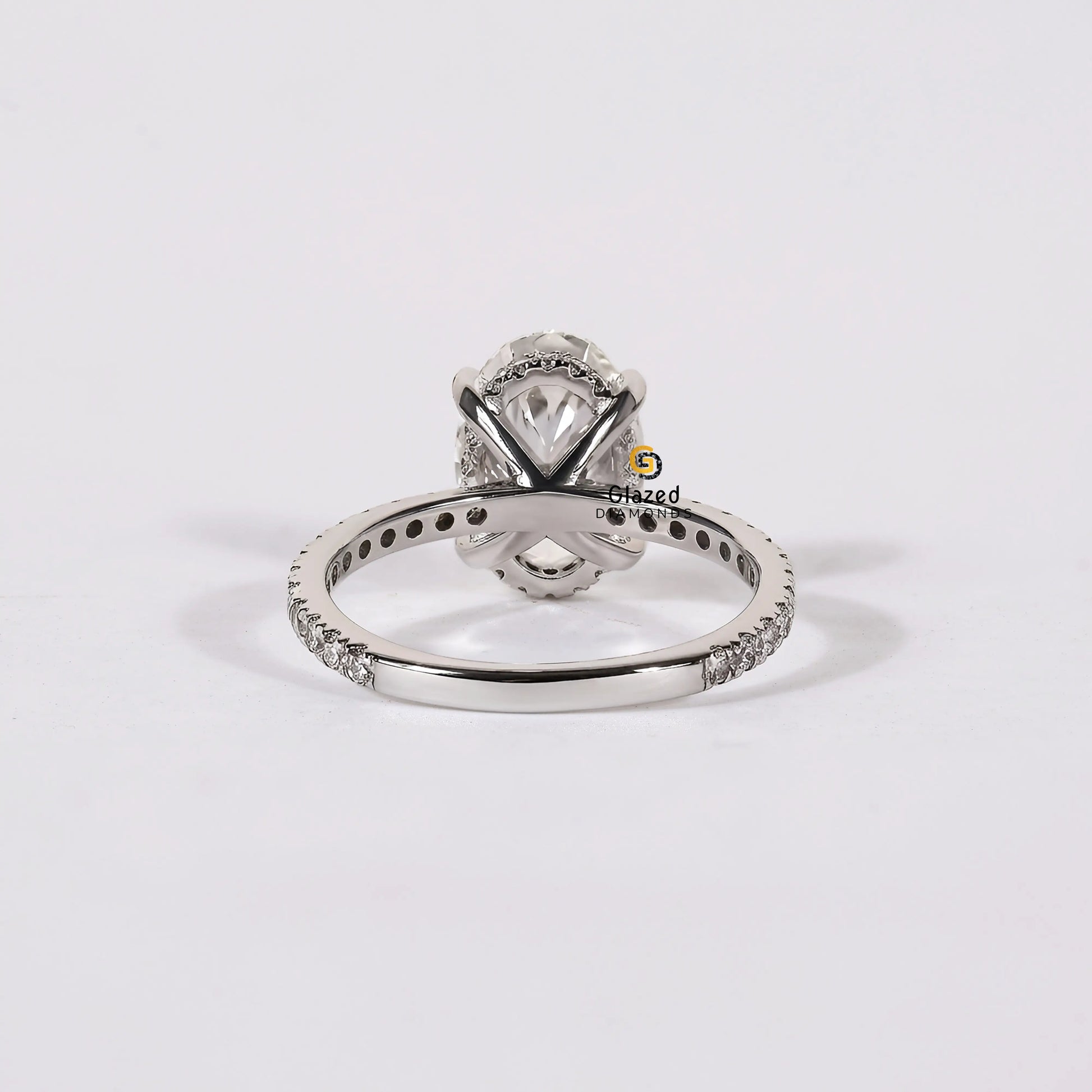 Oval Hidden Halo Lab Diamond Moissanite Wedding Ring For Women