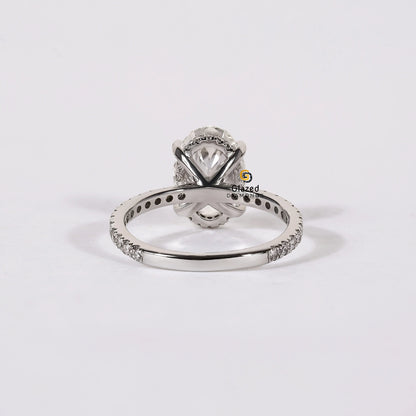 Oval Hidden Halo Lab Diamond Moissanite Wedding Ring For Women