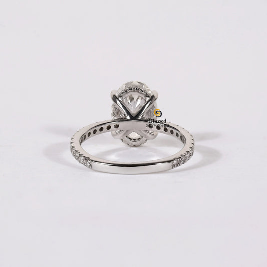 Oval Hidden Halo Lab Diamond Moissanite Wedding Ring For Women