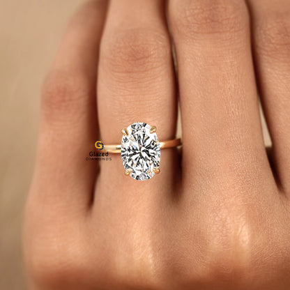 Oval Lab Diamond Hidden Halo Wedding Ring For Women