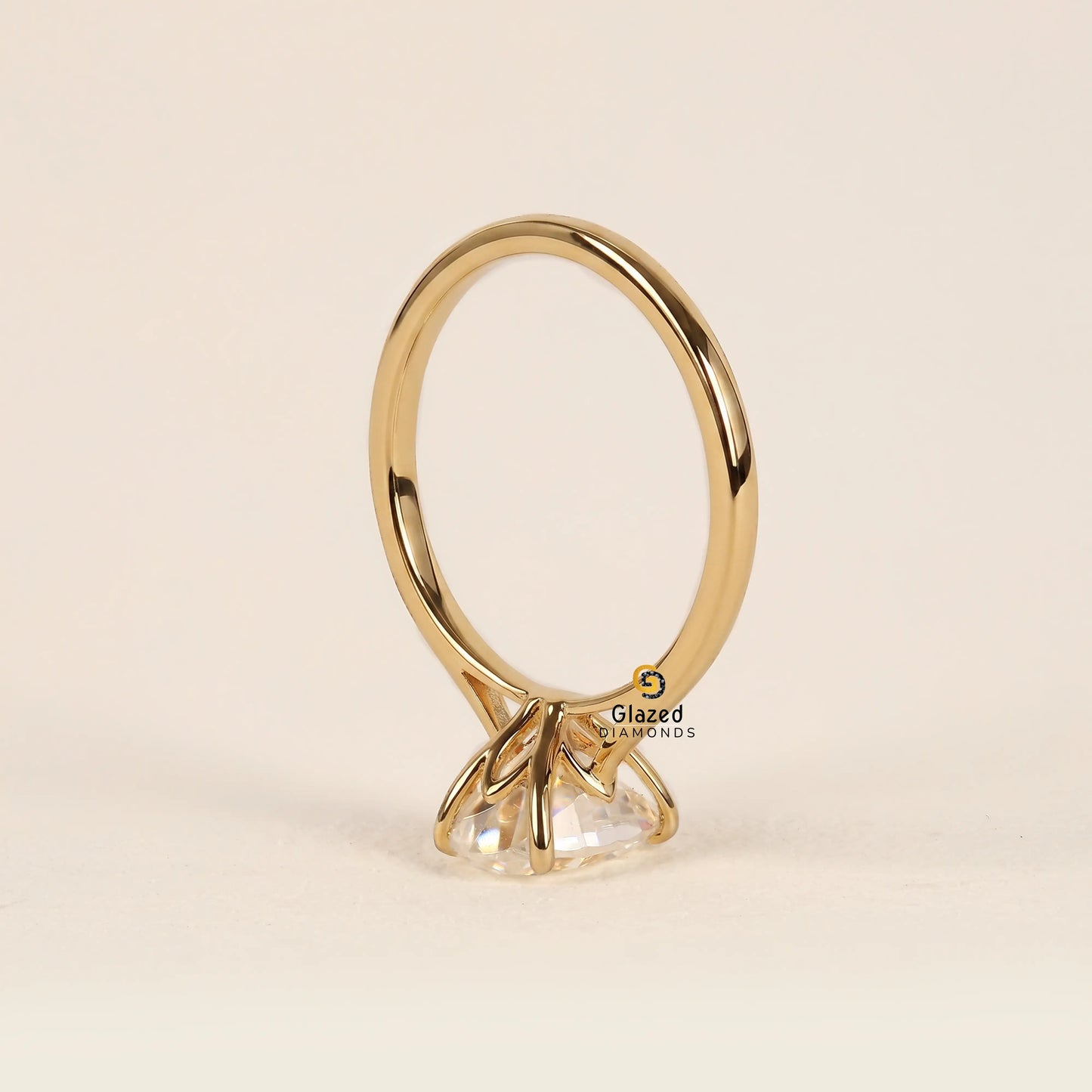 Oval Lab Diamond Tulip Set Solitaire Wedding Ring