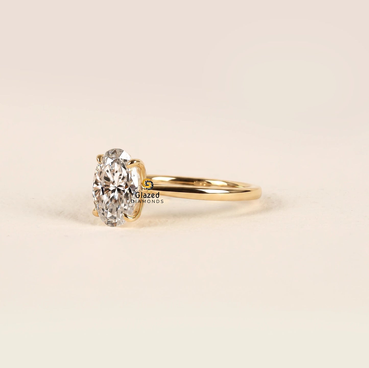 Oval Lab Diamond Tulip Set Wedding Ring