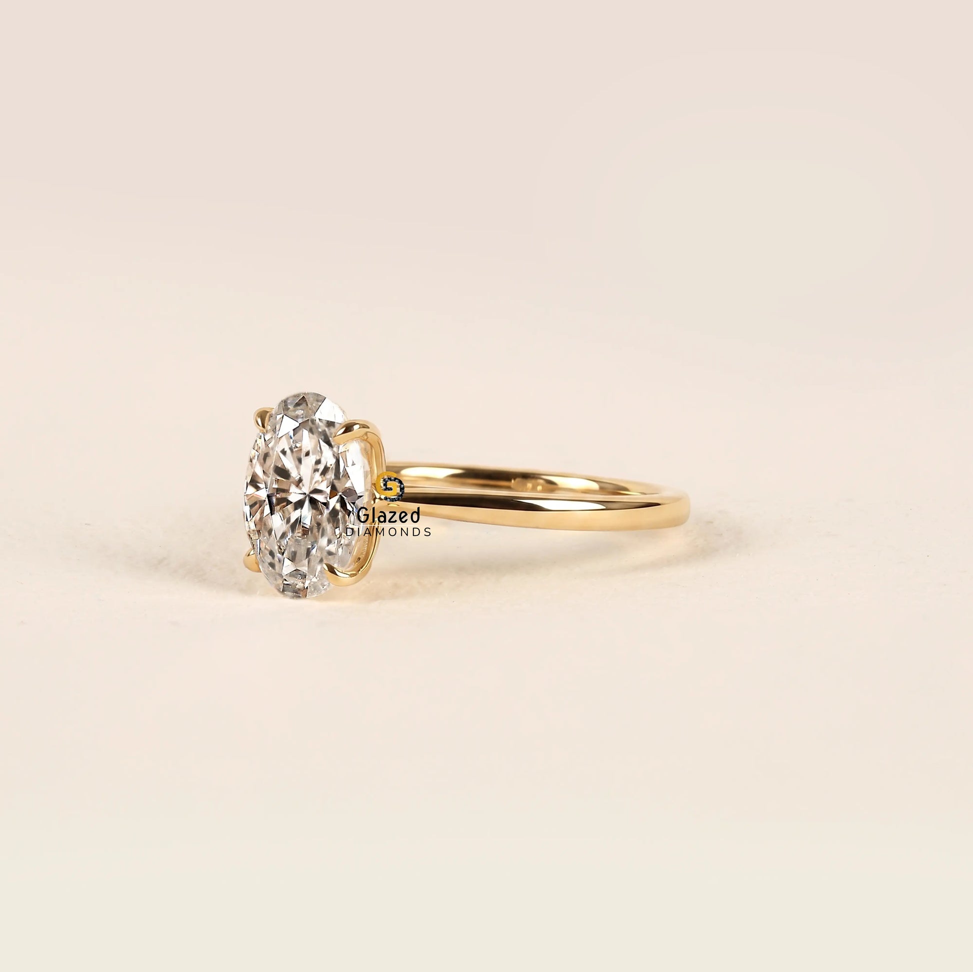 Oval Lab Diamond Tulip Set Wedding Ring