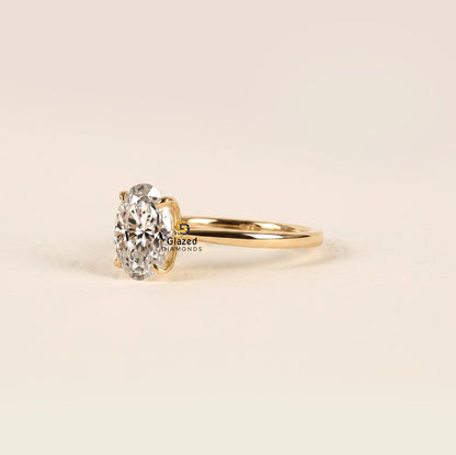 Oval Lab Diamond Tulip Set Wedding Ring