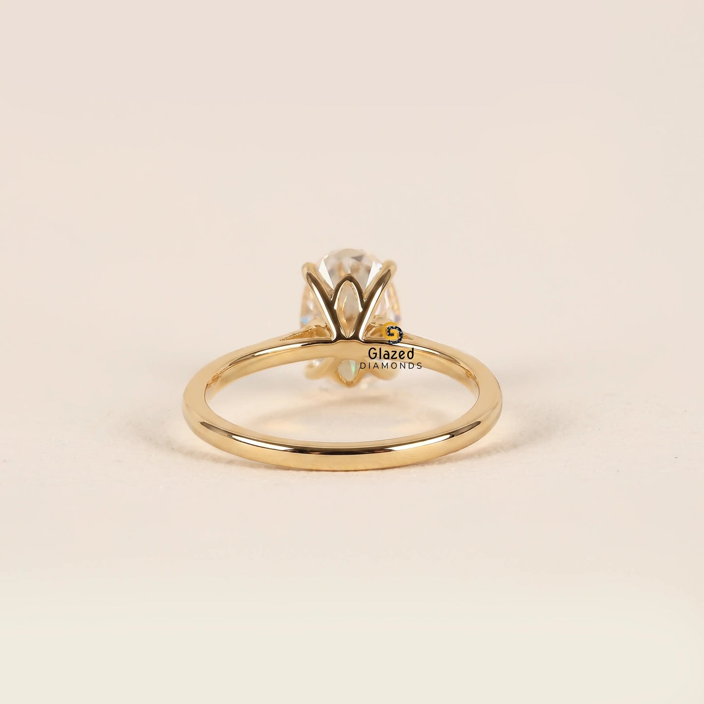 Oval Lab Diamond Tulip Set Wedding Ring For Women