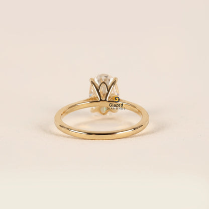 Oval Lab Diamond Tulip Set Wedding Ring For Women